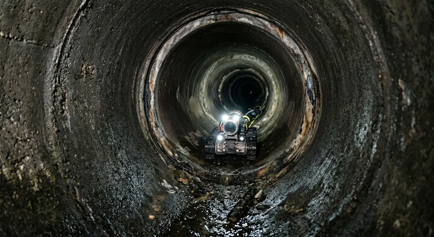Robotic sewer camera inspecting pipe interior for Drain Snake Service in Lake Stevens